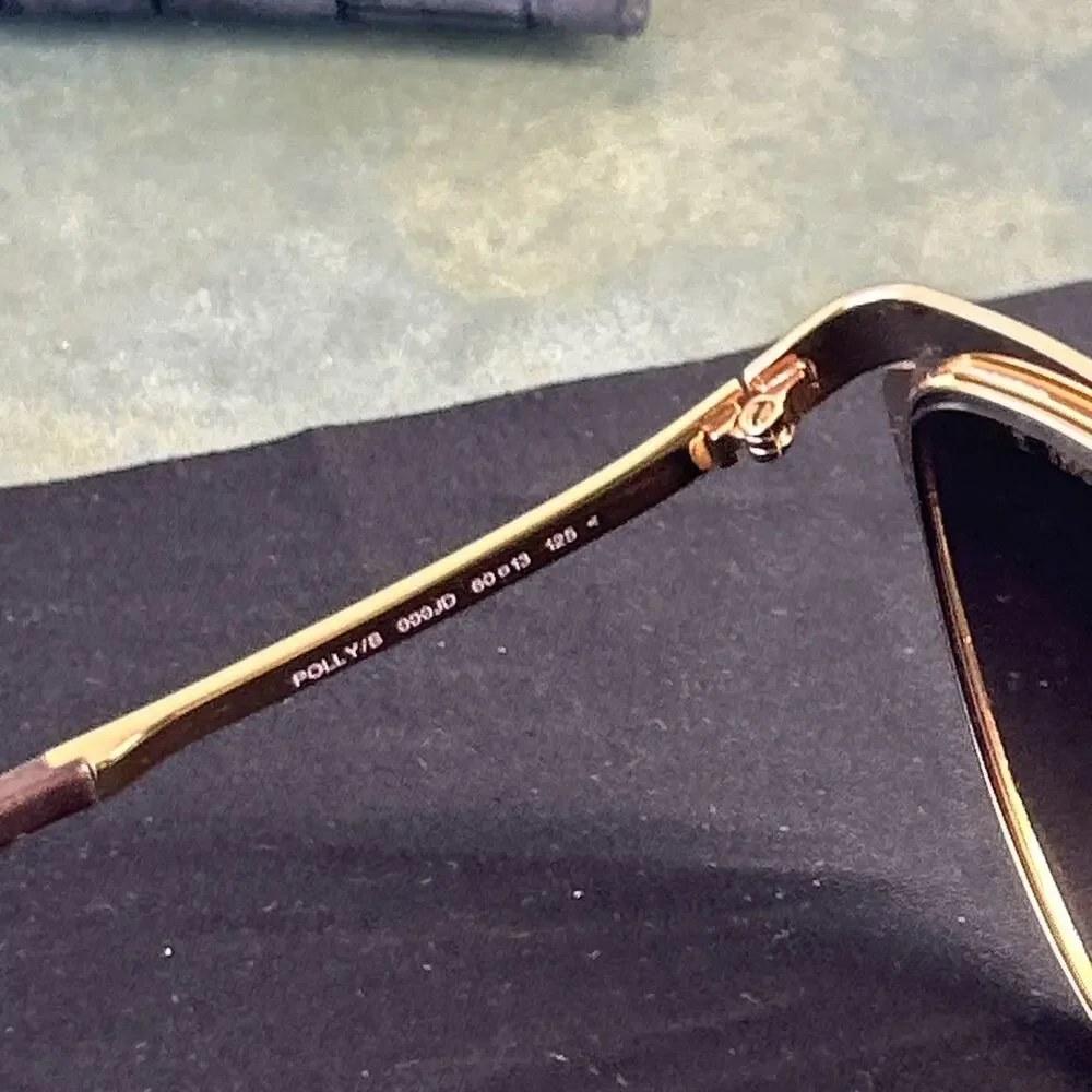 Jimmy Choo POLLY/S 000JD Gold Cat Eye Sunglasses Made in Italy Case Brown